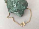 Rope Choker Necklace, Sleek Designer 2mm Gold Rope Chain, O Ring Toggle Clasp Choker Necklace, Lariat Y Necklace, Women's Boho Jewelry