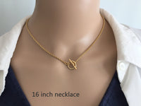 Rope Choker Necklace, Sleek Designer 2mm Gold Rope Chain, O Ring Toggle Clasp Choker Necklace, Lariat Y Necklace, Women's Boho Jewelry