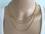 Gold Chain Necklace, Thick Snake Chain, Curb Link Chain, Skinny Rope Chain, 17" 18" 20", Gold Chain Necklace Set