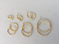 Hoop Earrings, Simple Plain Minimalist Gold Hoop Earring Set, Small Medium Large Polished Hoops, Hinged Hypoallergenic Surgical Steel Posts