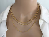 Gold Chain Necklace, Thick Snake Chain, Curb Link Chain, Skinny Rope Chain, 17" 18" 20", Gold Chain Necklace Set