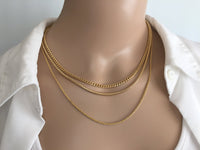 Gold Chain Necklace, Thick Snake Chain, Curb Link Chain, Skinny Rope Chain, 17" 18" 20", Gold Chain Necklace Set