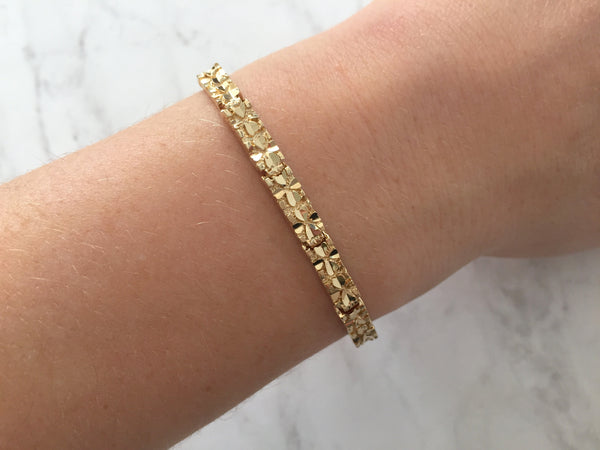 Women's Gold Bracelet, 5mm thick Gold Nugget Cuff Bracelet, Designer C –  MeltemiCollection