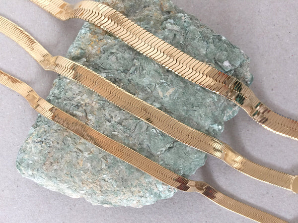Wide Herringbone Chain Bracelet, Gold Herringbone Chain Bracelet, Shiny Simple Snake Herringbone Bracelet Available in 3 widths