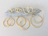 Hoop Earrings, Simple Plain Minimalist Gold Hoop Earring Set, Small Medium Large Polished Hoops, Hinged Hypoallergenic Surgical Steel Posts