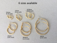 Hoop Earrings, Simple Plain Minimalist Gold Hoop Earring Set, Small Medium Large Polished Hoops, Hinged Hypoallergenic Surgical Steel Posts