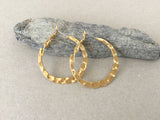 Hammered Gold Hoop Earrings, Simple Plain Minimalist Hoops, Shiny Gold Hypoallergenic Surgical Steel Posts