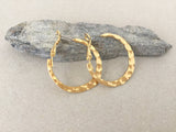 Hammered Gold Hoop Earrings, Simple Plain Minimalist Hoops, Shiny Gold Hypoallergenic Surgical Steel Posts