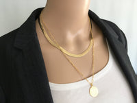 Thick Herringbone Chain Necklace, Shiny Simple 1/4 Inch Wide Necklace, Plain Snake 6mm Chain, 16" 18" 20", Bold Jewelry for Women