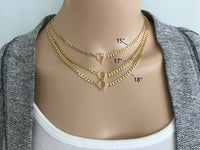 Gold Toggle Clasp Choker Necklace, 3.8 mm Thick Curb Link Chain, Chunky 14k Gold Filled O Ring Toggle Clasp, Lariat Y Boho Women's Jewelry