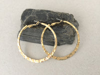 Large Hammered Gold Hoop Earrings, Simple Plain Minimalist Polished Hoops, Big Shiny Gold Hypoallergenic Surgical Steel Posts