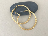 Large Hammered Gold Hoop Earrings, Simple Plain Minimalist Polished Hoops, Big Shiny Gold Hypoallergenic Surgical Steel Posts