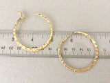 Large Hammered Gold Hoop Earrings, Simple Plain Minimalist Polished Hoops, Big Shiny Gold Hypoallergenic Surgical Steel Posts