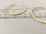 Large Hammered Gold Hoop Earrings, Simple Plain Minimalist Polished Hoops, Big Shiny Gold Hypoallergenic Surgical Steel Posts