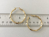 Large Twisted Gold Hoop Earrings, 1.6 inch Simple Plain Minimalist Polished Hoops, Big Shiny Gold Hypoallergenic Surgical Steel Posts