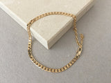 Gold Curb Chain Anklet, 3.8 mm Thick Flat Curb Link Ankle Bracelet, Adjustable Chain, Minimalist Jewelry, Gold Jewelry for Women and Men