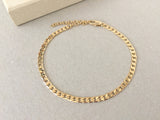 Gold Curb Chain Anklet, 3.8 mm Thick Flat Curb Link Ankle Bracelet, Adjustable Chain, Minimalist Jewelry, Gold Jewelry for Women and Men