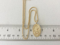 St. Christopher Gold Coin Necklace, Rope Chain, Saint Medallion Pendant, Patron Saint of Travelers, Religious Jewelry for Men, Women