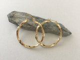 Large Twisted Gold Hoop Earrings, 1.6 inch Simple Plain Minimalist Polished Hoops, Big Shiny Gold Hypoallergenic Surgical Steel Posts