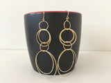 Interlocking Circle Earrings, Gold Hoop Earrings, Long Dangling Circle Earrings, Silver Modern Circle Drop Earrings, Hypoallergenic Earwires