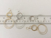 Interlocking Circle Earrings, Silver Rhodium Hoops, Long Dangling Circle Earrings, Gold Modern Circle Drop Earrings, Hypoallergenic Earwires