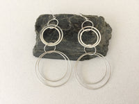 Interlocking Circle Earrings, Silver Rhodium Hoops, Long Dangling Circle Earrings, Gold Modern Circle Drop Earrings, Hypoallergenic Earwires