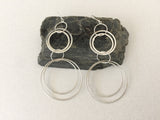 Interlocking Circle Earrings, Silver Rhodium Hoops, Long Dangling Circle Earrings, Gold Modern Circle Drop Earrings, Hypoallergenic Earwires
